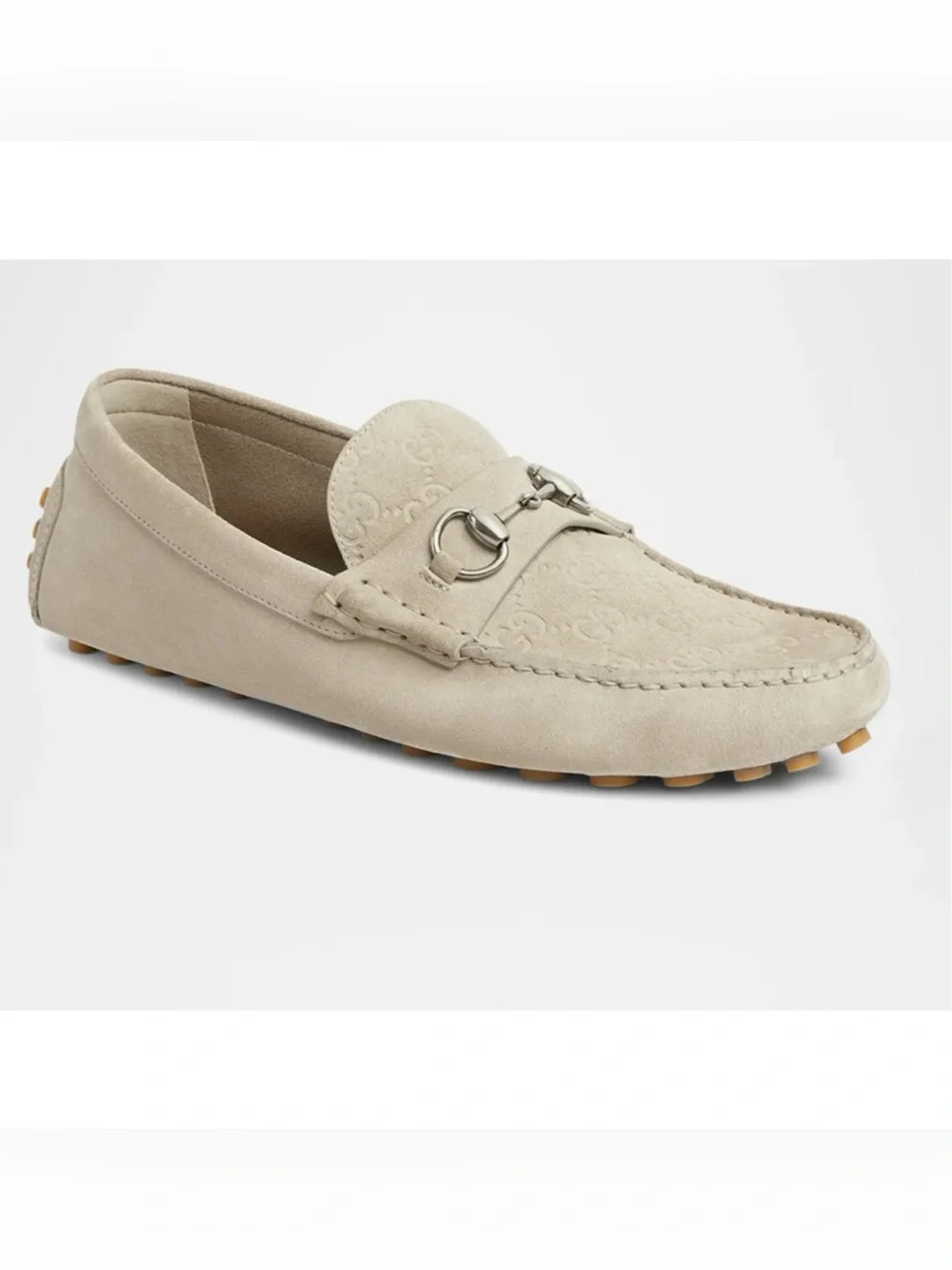 Men's Gucci, GG embossed suede driver loafers size 10.5 fits 11.5 US